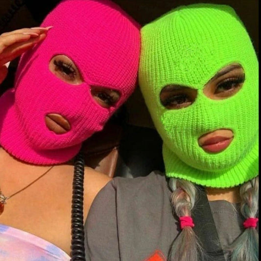 Hot Sale Unisex Balaclava Full Cover Style Ski Mask Hat 3 Holes Winter Hat Tactical Windproof Ribbed Knit Beanie Winter Warm Cap