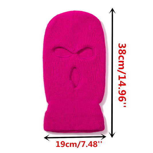 Hot Sale Unisex Balaclava Full Cover Style Ski Mask Hat 3 Holes Winter Hat Tactical Windproof Ribbed Knit Beanie Winter Warm Cap
