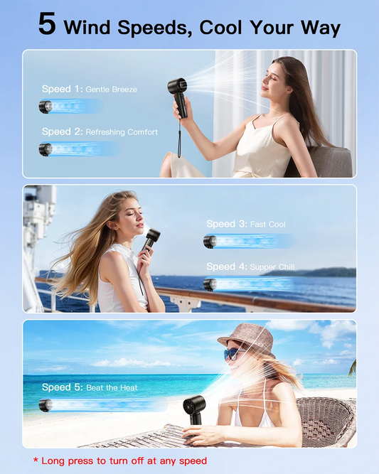 coldSky Portable Handheld Fan – 4000mAh, 5-Speed Mini Fan with LED Display