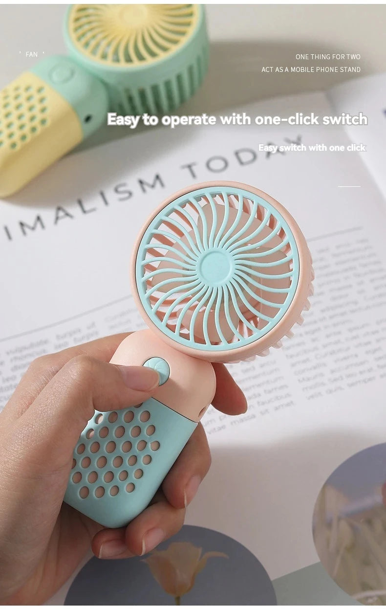 2025 Cute Mini Handheld USB Fan – Rechargeable & Pocket-Sized