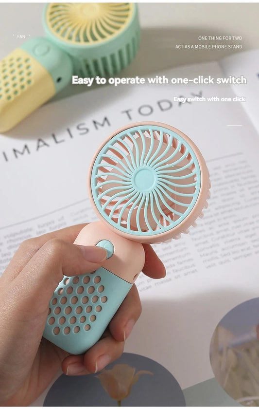 2025 Cute Mini Handheld USB Fan – Rechargeable & Pocket-Sized