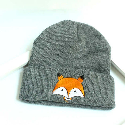Children's Cap Knitted Beanie Autumn Winter Kawaii Kids Woolen Hat Cartoon Boy Girl Cartoon Fox Cute Babe Warm Hat 1-5 Years Old