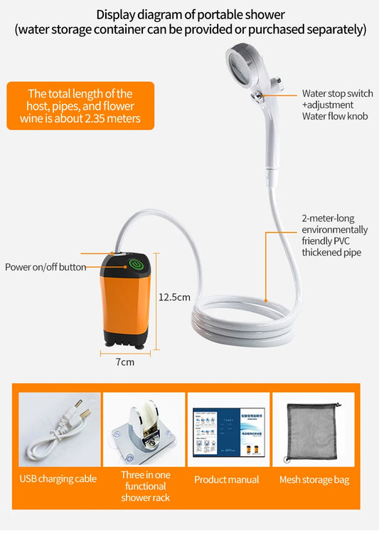 🚿 Rechargeable Outdoor Shower Pump
