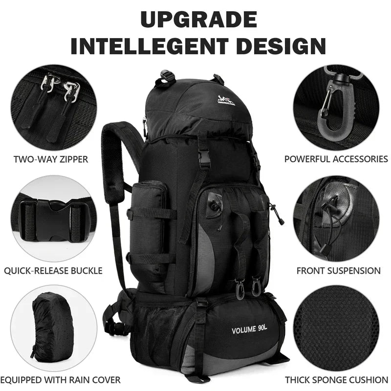 90L Waterproof Hiking Backpack – Large-Capacity Outdoor Travel Rucksack