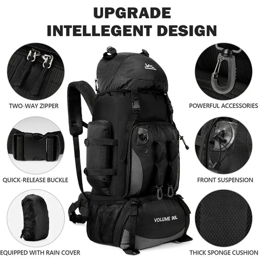 90L Waterproof Hiking Backpack – Large-Capacity Outdoor Travel Rucksack