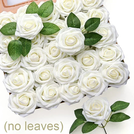 Artificial Foam Rose Flowers with Stems – 5 to 50 pcs