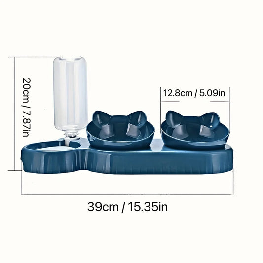🐾💧 HydroFeast™ 3-in-1 Tilted Pet Bowl Set