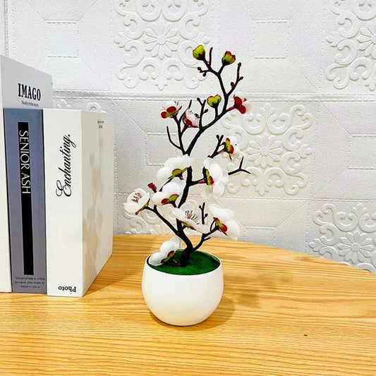 Artificial Plum Blossom Bonsai – Silk Sakura Tree for Home Decoration