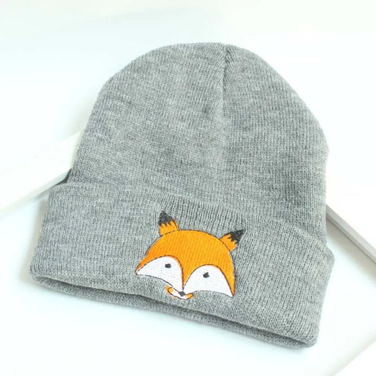 Children's Cap Knitted Beanie Autumn Winter Kawaii Kids Woolen Hat Cartoon Boy Girl Cartoon Fox Cute Babe Warm Hat 1-5 Years Old