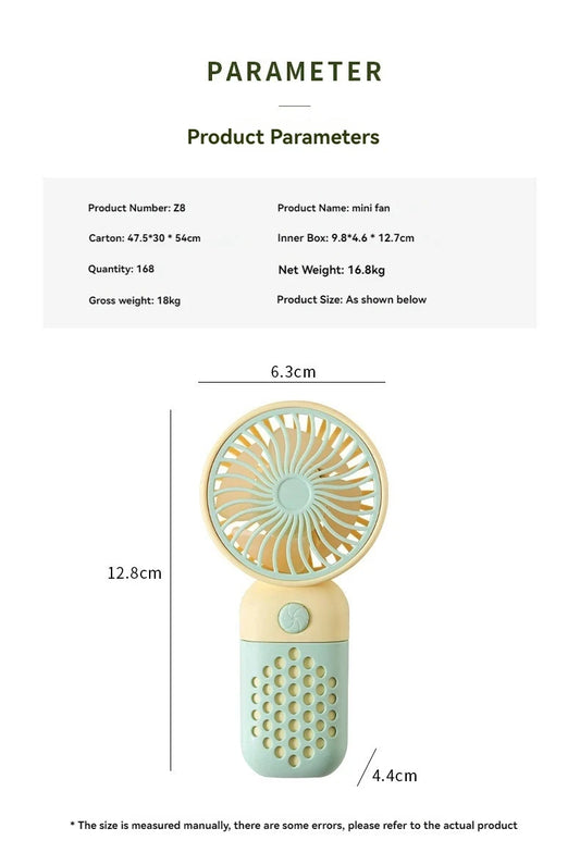 2025 Cute Mini Handheld USB Fan – Rechargeable & Pocket-Sized
