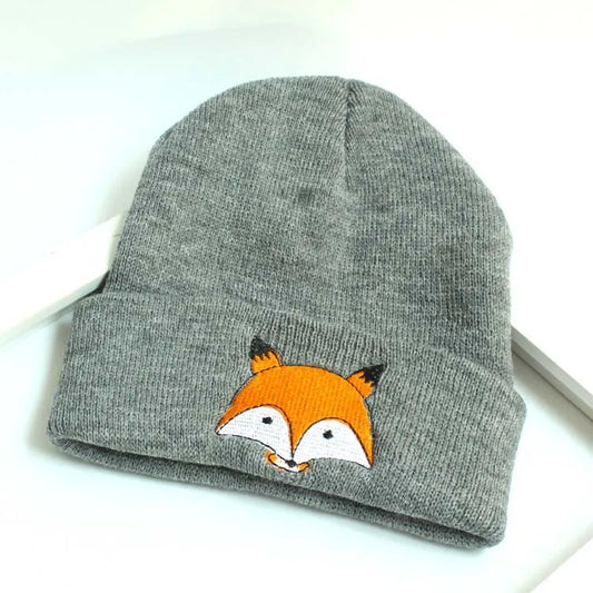 Children's Cap Knitted Beanie Autumn Winter Kawaii Kids Woolen Hat Cartoon Boy Girl Cartoon Fox Cute Babe Warm Hat 1-5 Years Old