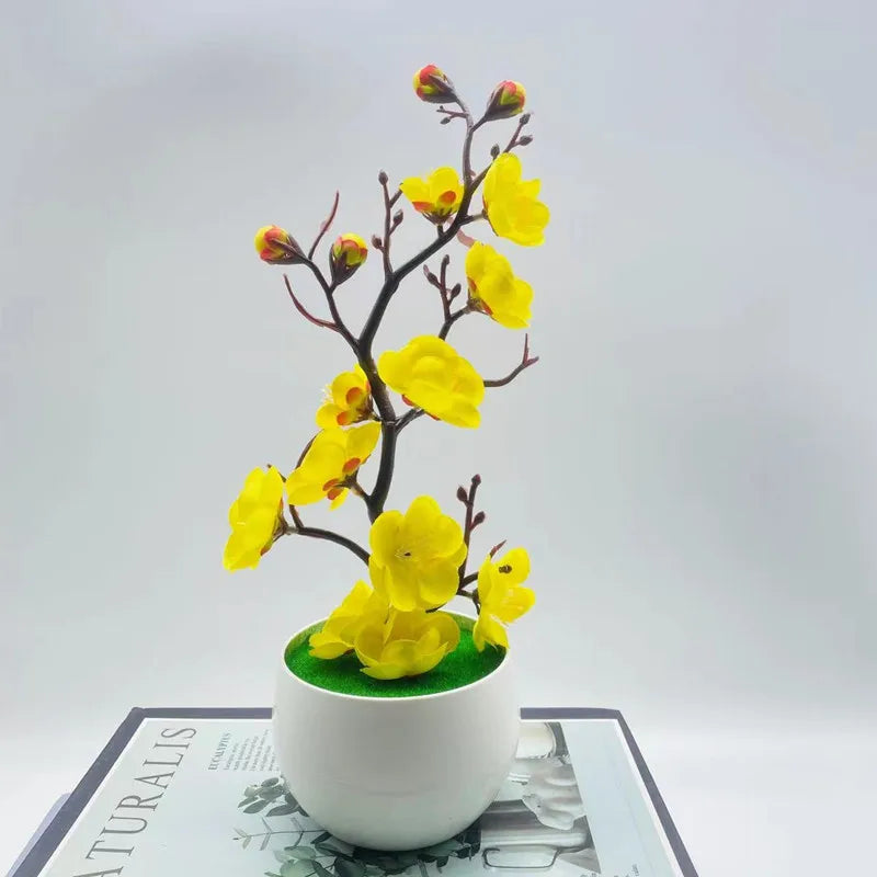 Artificial Plum Blossom Bonsai – Silk Sakura Tree for Home Decoration