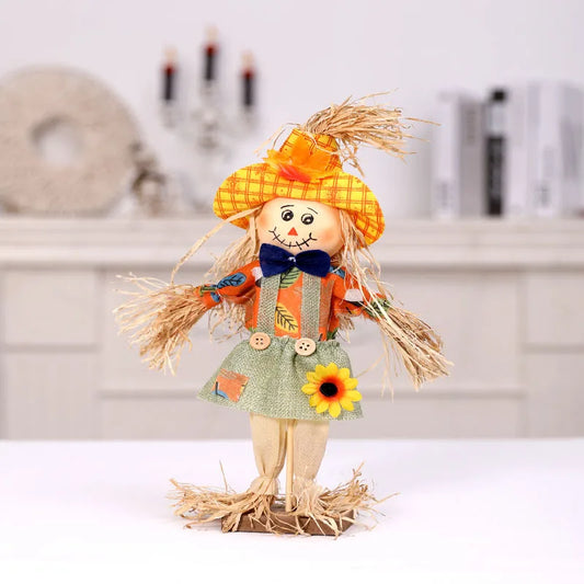 Halloween Witch Scarecrow  Standing Pumpkin Doll