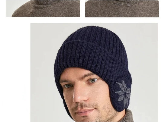 Men Women Winter Warm Plush Knitted Snow Fashion Hat Unisex New Outdoor Coldproof Ear Protection Wool Caps Snowflake logo