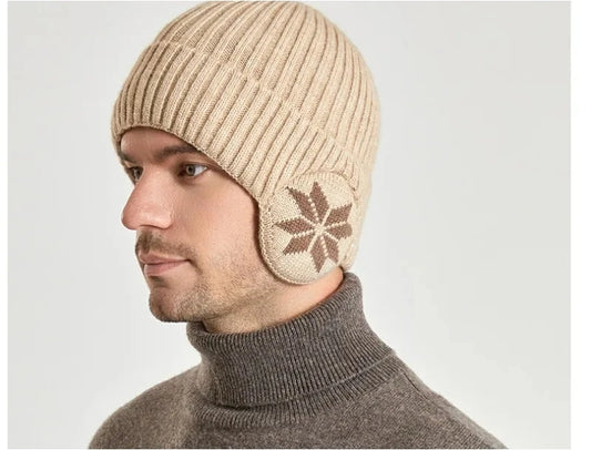Men Women Winter Warm Plush Knitted Snow Fashion Hat Unisex New Outdoor Coldproof Ear Protection Wool Caps Snowflake logo