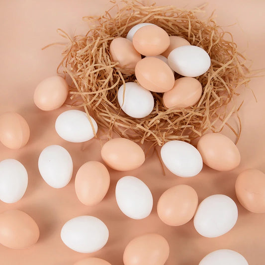 20/10Pcs Plastic Fake Eggs Kids Easter Party Gift Toys DIY Painting Craft Home Decoration Hen Hatching Nest Eggs Basket Filler