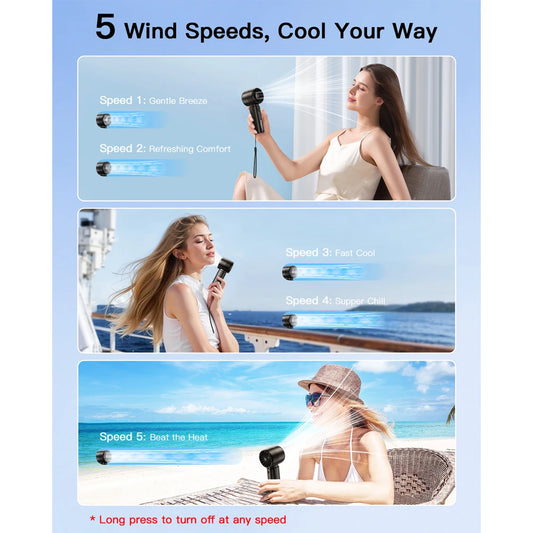 coldSky Portable Handheld Fan – 4000mAh, 5-Speed Mini Fan with LED Display