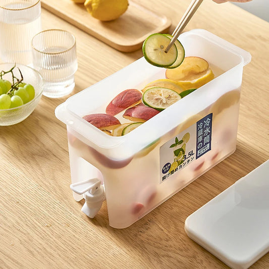 Cold Water Kettle with Faucet Beverage Dispenser 3.5L Water Jug Lemonade Juice Container Water Pitcher for Refrigerator Kitchen