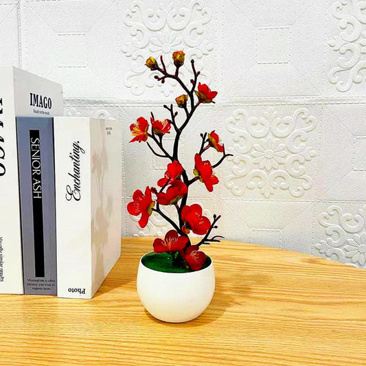 Artificial Plum Blossom Bonsai – Silk Sakura Tree for Home Decoration