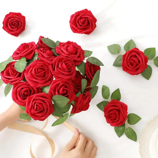 Artificial Foam Rose Flowers with Stems – 5 to 50 pcs