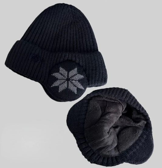 Men Women Winter Warm Plush Knitted Snow Fashion Hat Unisex New Outdoor Coldproof Ear Protection Wool Caps Snowflake logo