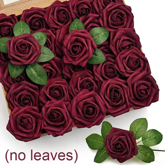 Artificial Foam Rose Flowers with Stems – 5 to 50 pcs