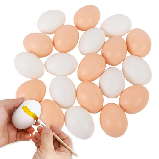 20/10Pcs Plastic Fake Eggs Kids Easter Party Gift Toys DIY Painting Craft Home Decoration Hen Hatching Nest Eggs Basket Filler