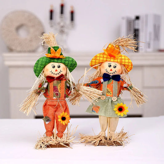 Halloween Witch Scarecrow  Standing Pumpkin Doll