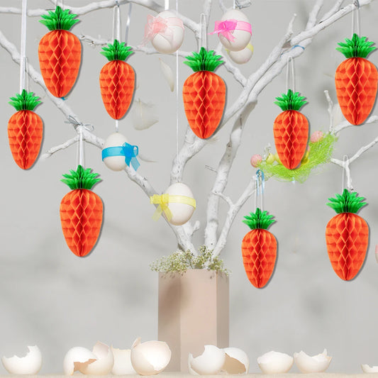 1/3/5pcs Easter Carrot Shape Honeycomb Ball home Decoration Pendant Happy Easter Party Hanging Ornament Paper Lanter Kids gift