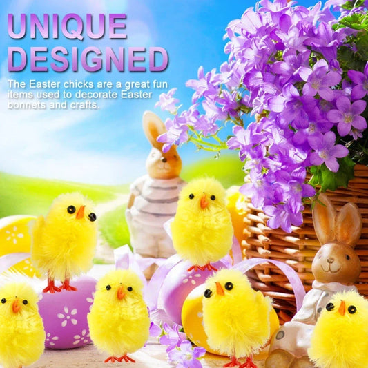 24-72Pcs Yellow Mini Easter Chicks Decoration Toy Spring Home Garden Decor Party Favors Gifts For Kids Children