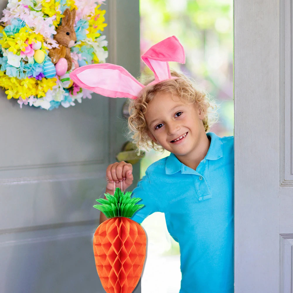 1/3/5pcs Easter Carrot Shape Honeycomb Ball home Decoration Pendant Happy Easter Party Hanging Ornament Paper Lanter Kids gift