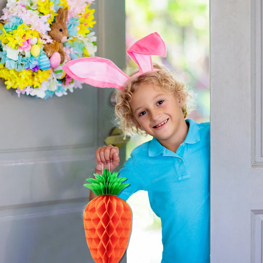 1/3/5pcs Easter Carrot Shape Honeycomb Ball home Decoration Pendant Happy Easter Party Hanging Ornament Paper Lanter Kids gift
