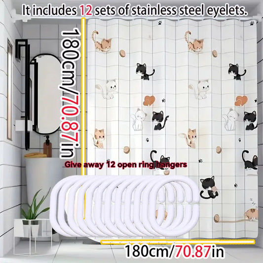 🐱💦 PurrfectCurtain™ – Naughty Cat Shower Curtain