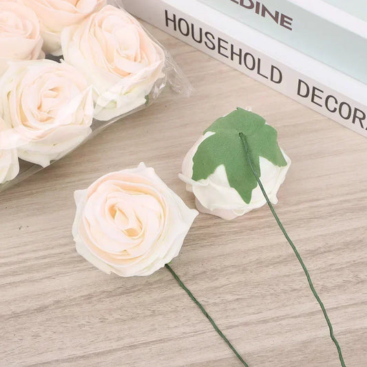 Artificial Foam Rose Flowers with Stems – 5 to 50 pcs