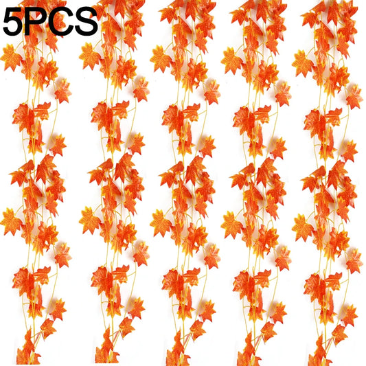 5/1PCS Artificial Maple Leaves String Home