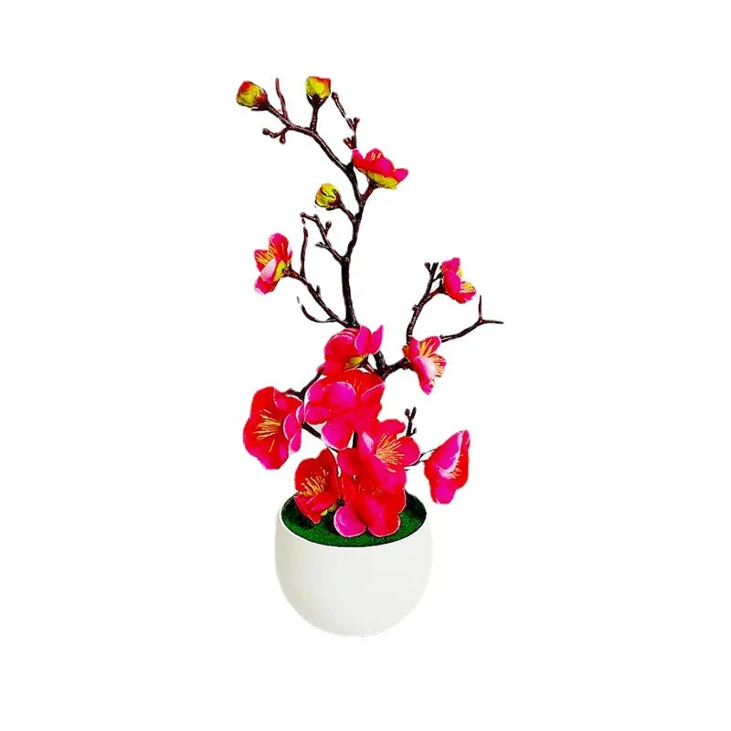Artificial Plum Blossom Bonsai – Silk Sakura Tree for Home Decoration