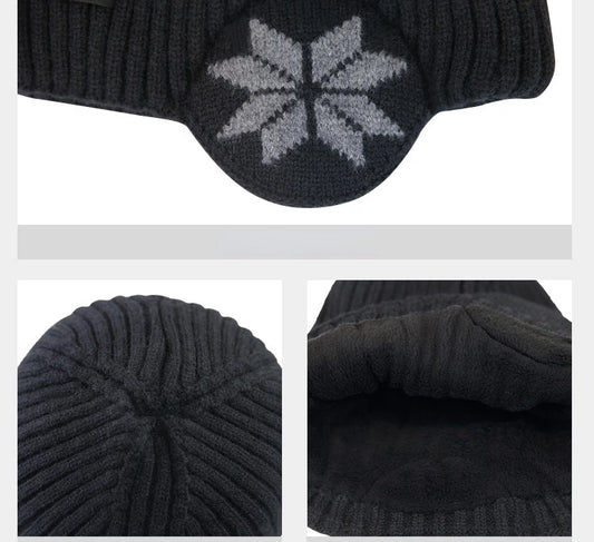 Men Women Winter Warm Plush Knitted Snow Fashion Hat Unisex New Outdoor Coldproof Ear Protection Wool Caps Snowflake logo