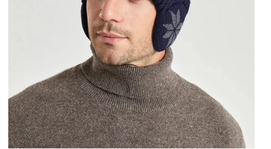 Men Women Winter Warm Plush Knitted Snow Fashion Hat Unisex New Outdoor Coldproof Ear Protection Wool Caps Snowflake logo