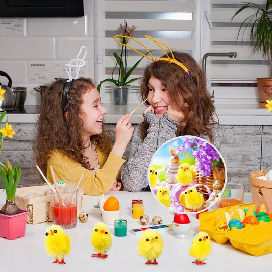24-72Pcs Yellow Mini Easter Chicks Decoration Toy Spring Home Garden Decor Party Favors Gifts For Kids Children