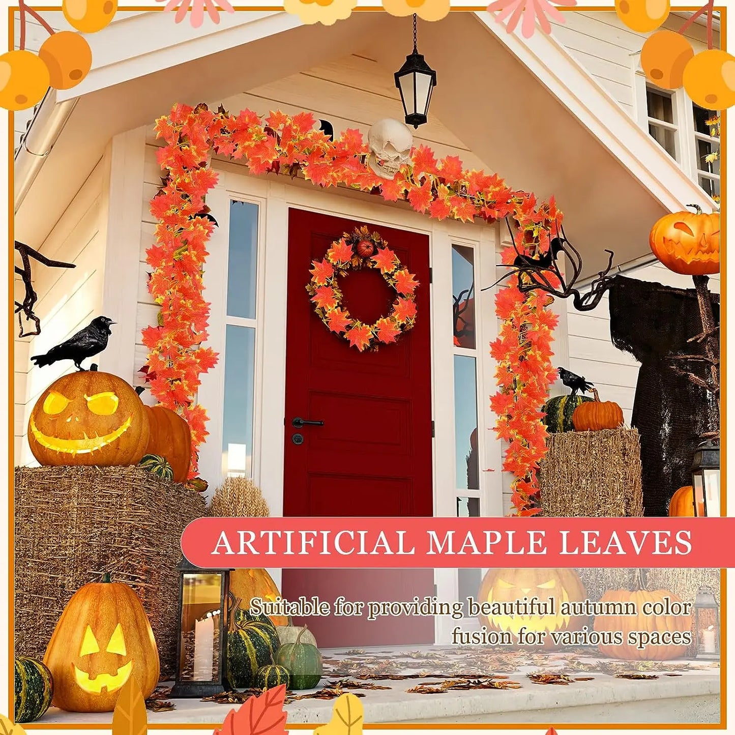 5/1PCS Artificial Maple Leaves String Home