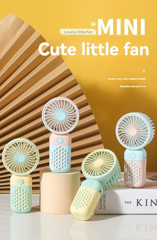 2025 Cute Mini Handheld USB Fan – Rechargeable & Pocket-Sized