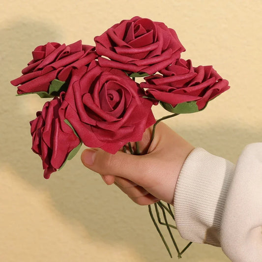 Artificial Foam Rose Flowers with Stems – 5 to 50 pcs