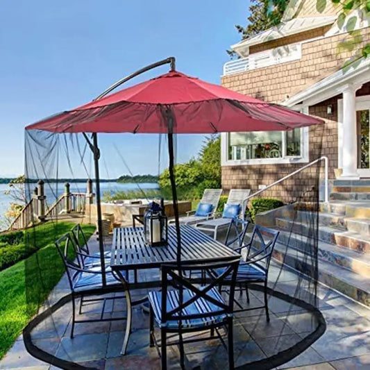 Umbrella Mosquito Netting For Outdoor Garden Patio Umbrellas Canopy Tent Mosquito Net Adjustable Rope Polyester Sunshade Net