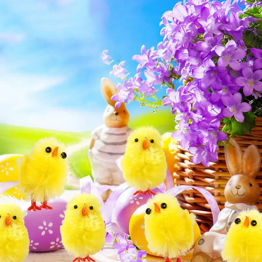 24-72Pcs Yellow Mini Easter Chicks Decoration Toy Spring Home Garden Decor Party Favors Gifts For Kids Children