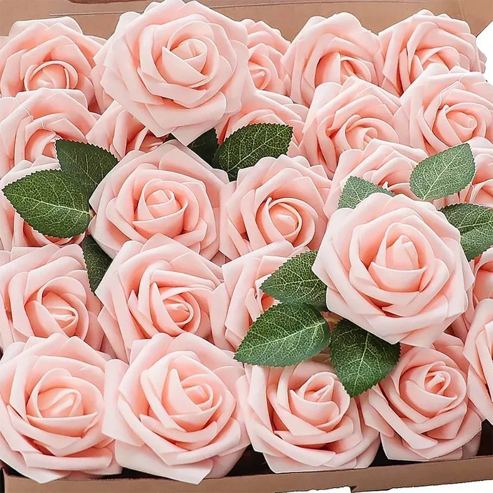 Artificial Foam Rose Flowers with Stems – 5 to 50 pcs