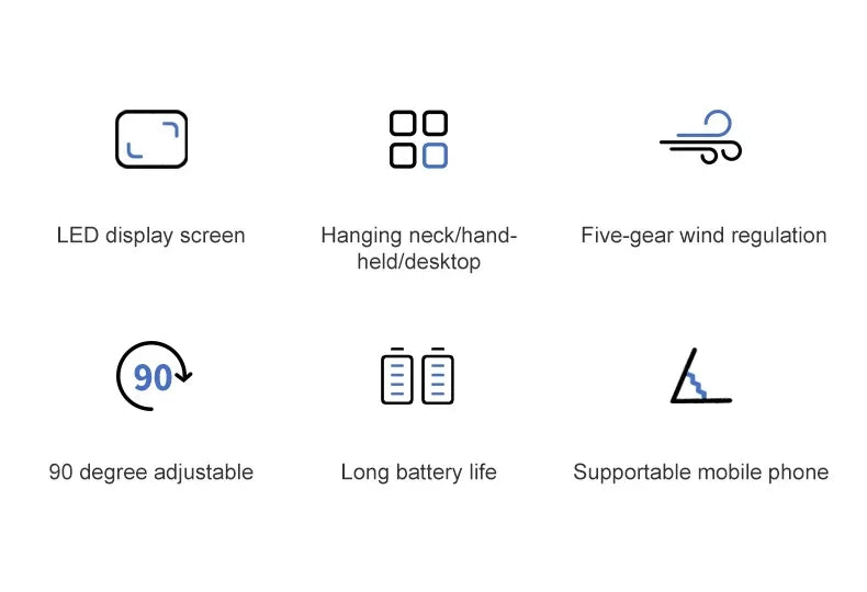 Handheld Mini Fan Foldable Portable Neck Hanging Fans 5 Speed USB Rechargeable Fan with Phone Stand and Display Screen 1800mAh