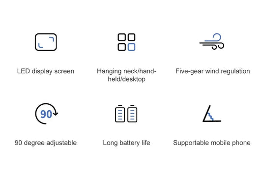 Handheld Mini Fan Foldable Portable Neck Hanging Fans 5 Speed USB Rechargeable Fan with Phone Stand and Display Screen 1800mAh