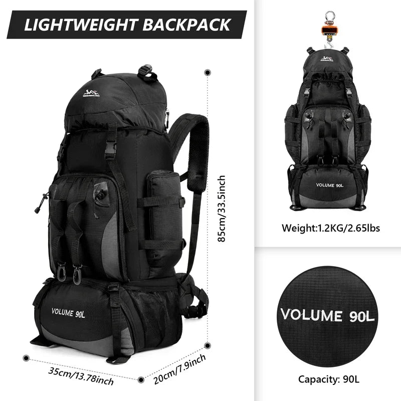 90L Waterproof Hiking Backpack – Large-Capacity Outdoor Travel Rucksack