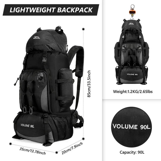 90L Waterproof Hiking Backpack – Large-Capacity Outdoor Travel Rucksack
