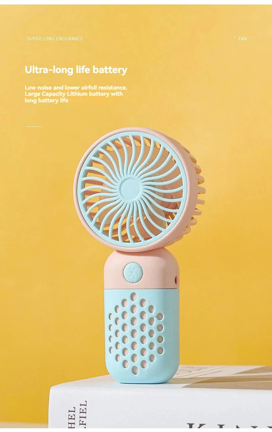 2025 Cute Mini Handheld USB Fan – Rechargeable & Pocket-Sized